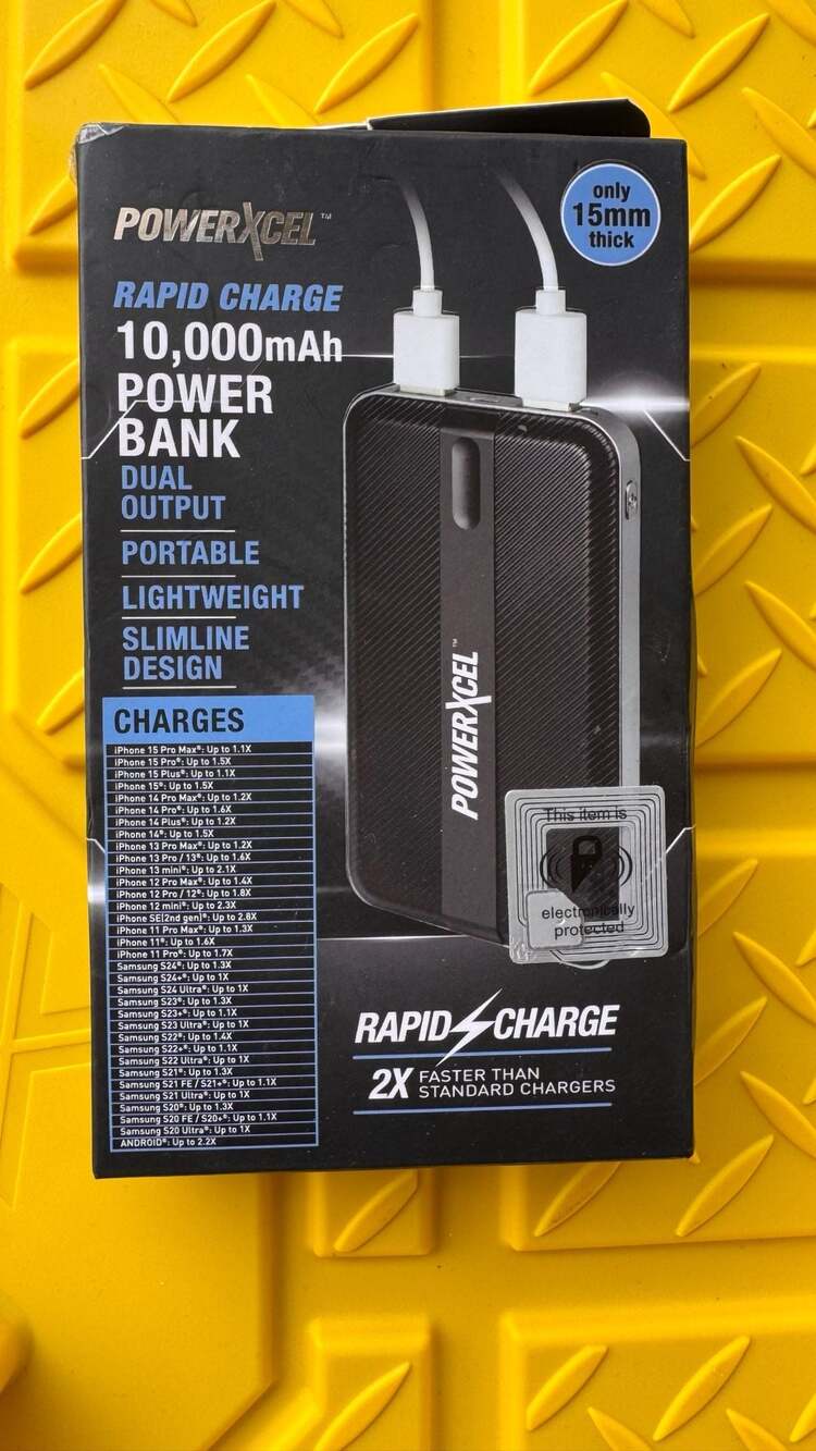 PowerXcel 10,000mAh Rapid Charge Power Bank Dual Output Slimline Design